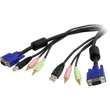 StarTech.com 6 ft 4-in-1 USB VGA KVM Switch Cable with Audio - Connect high resolution VGA video, USB, audio and microphone all in one cable - kvm cable - usb kvm cable - kvm switch cable -vga kvm cab