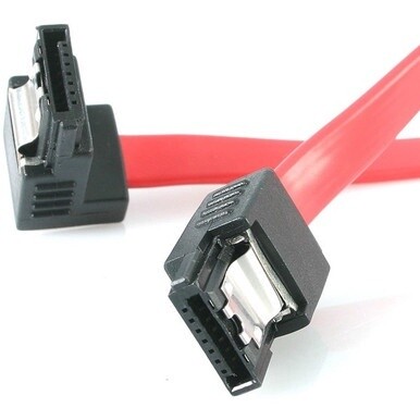 StarTech.com 12in Latching SATA to Right Angle SATA Serial ATA Cable - SATA cable - Serial ATA 150/300 - SATA (F) to SATA (F) - 1 ft - latched - right-angled connector - red - for P/N: PEXSAT31E1 - PE