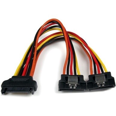 StarTech.com 6in Latching SATA Power Y Splitter Cable Adapter - M/F - Add an extra SATA power outlet to your PC Power Supply - sata power splitter - sata power y adapter - sata power cable splitter -s