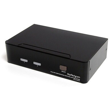 StarTech.com 2 Port DVI + USB KVM Switch with Audio - KVM switch - USB 2.0 Hub - 2 ports - 1 local user - 1U - Share keyboard, mouse, speakers and a DVI display between two multimedia computers - usb 