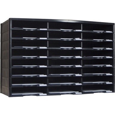 Storex Stackable Literature Sorter - 12000 x Sheet - 24 Compartment(s) - 9.50&quot; x 12&quot; - 20.5&quot; Height x 14.1&quot; Width31.4&quot; Length - Black - Plastic, Polystyrene - 1 Each