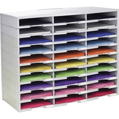 Storex Stackable Literature Sorter - 15000 x Sheet - 30 Compartment(s) - 9.50&quot; x 12&quot; - 25.5&quot; Height x 14.1&quot; Width31.4&quot; Length - Gray - Plastic - 1 Each