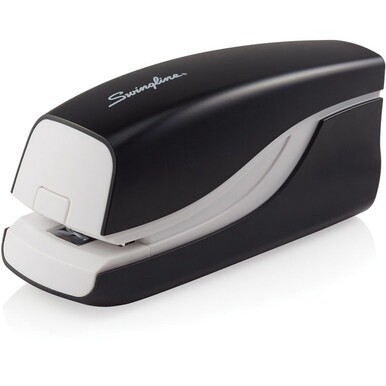 Swingline Breeze Automatic Stapler - 20 of 20lb Paper Sheets Capacity - 105 Staple Capacity - Half Strip - 1/4&quot; Staple Size - 4 x AA Batteries - 1 Each - Black
