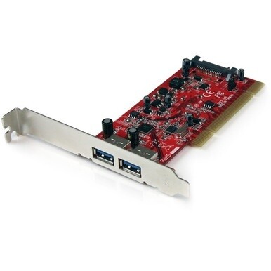 StarTech.com 2 Port PCI SuperSpeed USB 3.0 Adapter Card with SATA Power - 5Gbps - Add 2 SuperSpeed USB 3.0 ports to a computer through a PCI slot - pci usb 3.0 adapter - pci usb 3.0 adapter card - pci
