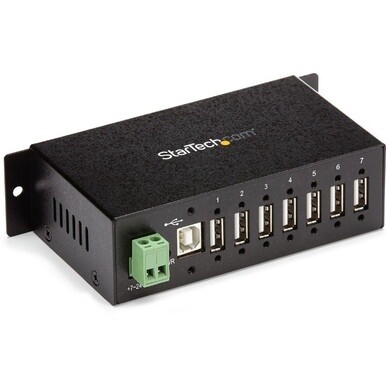StarTech.com Mountable Rugged Industrial 7 Port USB 2.0 Hub - Add 7 external, wall/DIN rail mountable USB 2.0 ports from a single USB connection - usb 2.0 hub - 7 port usb hub - desktop usb hub -exter