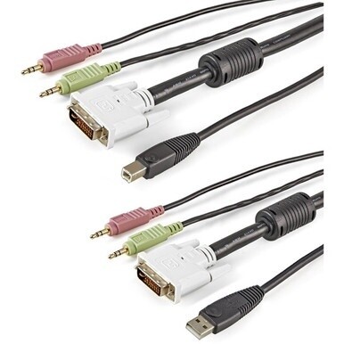 StarTech.com 4-in-1 USB DVI KVM Cable with Audio and Microphone - Connect high resolution DVI video, USB, audio and microphone all in one cable - kvm cable - usb kvm cable - kvm switch cable -DVI kvm 