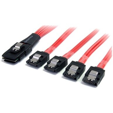 StarTech.com 1m Serial Attached SCSI SAS Cable - SFF-8087 to 4x Latching SATA - Connect a SATA/SAS Controller to 4 SATA drives - mini sas to sata - sff 8087 to sata - sas to sata cable -serial attache