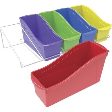 Storex Large Book Bins Metal Shelf Rack - 5 Compartment(s) - 7.3&quot; Height x 14.3&quot; Width25.7&quot; Length - Metal, Steel - 1 / Carton