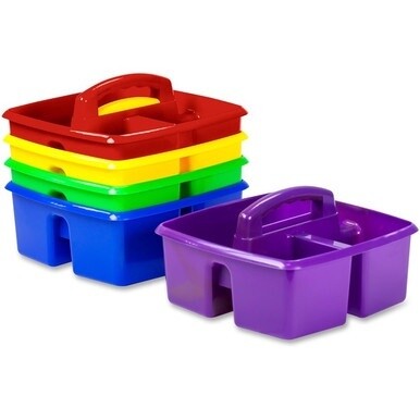 Storex Classroom Caddy - 3 Compartment(s) - 5.3&quot; Height x 9.3&quot; Width x 9.3&quot; Depth - 50% Recycled - Blue - Plastic - 5 / Set