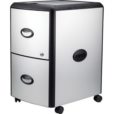 Storex Metal-clad Mobile Filing Cabinet - 19&quot; x 15&quot; x 23&quot; for File - Letter - Vertical - Washable, Durable, Locking Drawer, Locking Casters - Platinum, Gray - Metal, Polypropylene