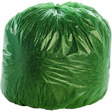 Stout Controlled Life-Cycle Plastic Trash Bags - 33 gal Capacity - 33&quot; Width x 40&quot; Length - 1.10 mil (28 Micron) Thickness - Green - 40/Carton - Office Waste