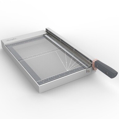 Swingline ClassicCut Wood Guillotine Trimmer - 25 Sheet Cutting Capacity - 12" Cutting Length - LED Cutting Guide, Durable, Lockable Blade, Sturdy Frame, Alignment Grid - Wood, Tempered Glass - Gray -