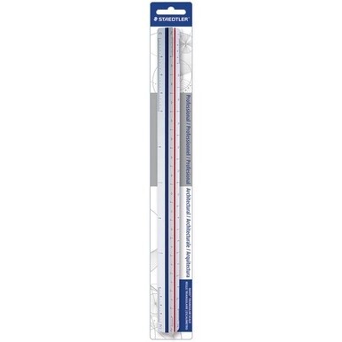 Staedtler 12&quot; Architect Triangular Scale - 12&quot; Length 1&quot; Width - 3/32, 1/8, 3/16, 1/4, 3/8, 1/2, 3/4, 1, 1-1/2 Graduations - Imperial Measuring System - Polystyrene - 1 Each - White