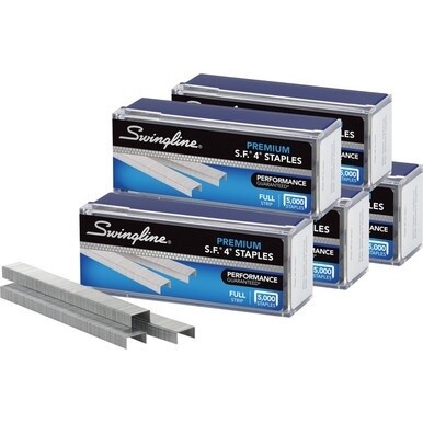 Swingline S.F. 4 Premium Staples - 210 Per Strip - Premium - 1/4&quot; Leg - for Paper - Chisel Point - Silver25000 / Pack