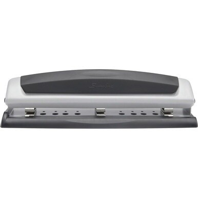 Swingline Precision Pro Desktop Punch - 3 Punch Head(s) - 10 Sheet - 9/32&quot; Punch Size - Black, Silver