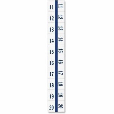 Tabbies Legal Index Divider Tabs - 10 Printed Tab(s) - Digit - 11-20 - 8.5" Divider Width x 11" Divider Length - Letter - 7 Hole Punched - White Paper Divider - Punched, Laminated Tab - 100 / Pack