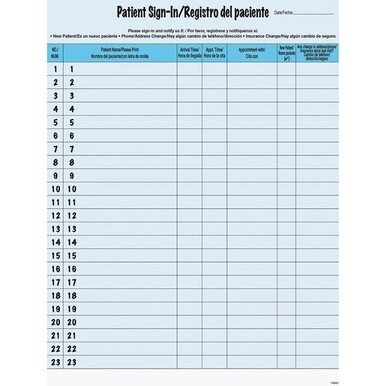 Tabbies Patient Sign-in Label Forms - Letter - 8.50" x 11" Sheet Size - Blue Sheet(s) - 125 / Pack