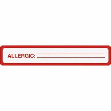 Tabbies ALLERGIC Allergy Message Labels - 5 1/2" Width x 1" Length - Black, Black - 175 / Roll