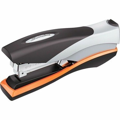 Swingline Optima 40 Desk Stapler - 40 of 20lb Paper Sheets Capacity - 210 Staple Capacity - Full Strip - 1/4&quot; Staple Size - 1 Each - Silver, Black