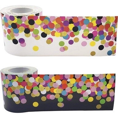 Teacher Created Resources Colorful Confetti Border Trim - Colorful Confetti - Sturdy, Durable - 3&quot; Width x 600&quot; Length - Multicolor - 2 / Set
