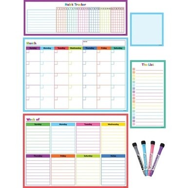 Teacher Created Resources Dry-Erase Task Calendar Set - Assorted - 1 Pack