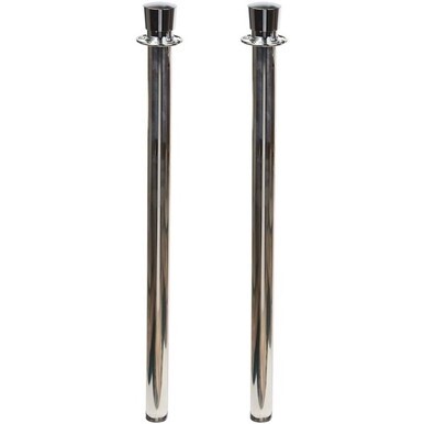 Tatco Heavy-duty Posts for Stanchion - Stainless Steel 41&quot; Post Black Rope - Chrome - 2 / Box