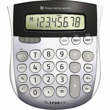 Texas Instruments TI-1795SV SuperView Calculator - Dual Power, Sign Change, Angled Display - 8 Digits - LCD - Battery/Solar Powered - 1&quot; x 4.3&quot; x 5.1&quot; - Gray - 1 Each