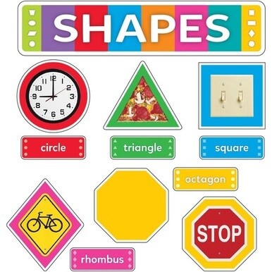 Trend Shapes All Around Us Learning Set - Learning Theme/Subject - 1 x Circle, 1 x Triangle, 1 x Square, 1 x Oval, 1 x Octagon, 1 x Parallelogram, 1 x Rhombus, 1 x Rectangle, 1 x Trapezoid Shape - Dur