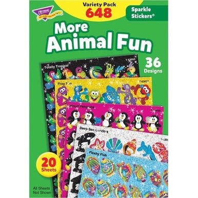 Trend Animal Fun Stickers Variety Pack - Animal, Fun Theme/Subject - Frog Fun, Proud Penguin, Deep Sea Dazzler, Flashy Fish, Beaming Bug Shape - Acid-free, Non-toxic, Photo-safe - 8" Height x 4.13" Wi