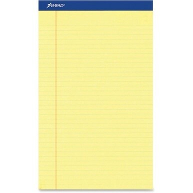 Ampad Perforated Ruled Pads - Letter - 50 Sheets - Stapled - 0.34" Ruled - Letter - 8 1/2" x 11"8.5" x 11.8" - Dark Blue Binding - Sturdy Back, Chipboard Backing, Perforated, Tear Resistant - 1 Dozen