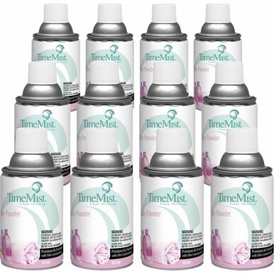 TimeMist Metered 30-Day Baby Powder Scent Refill - Spray - 6000 ft?É?í?¢‚Ç¨?°?É‚Äö?Ç¬? - 5.3 fl oz (0.2 quart) - Baby Powder - 30 Day - 12 / Carton - Long Lasting, Odor Neutralizer
