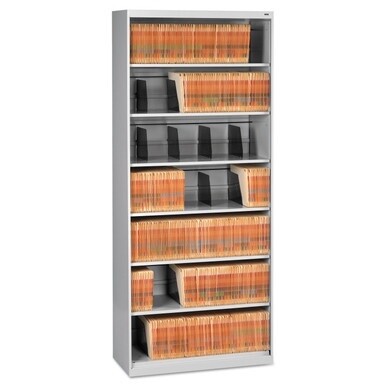 Fixed Shelf Open-Format Lateral File for End-Tab Folders, 7 Legal/Letter File Shelves, Light Gray, 36&quot; x 16.5&quot; x 87&quot;