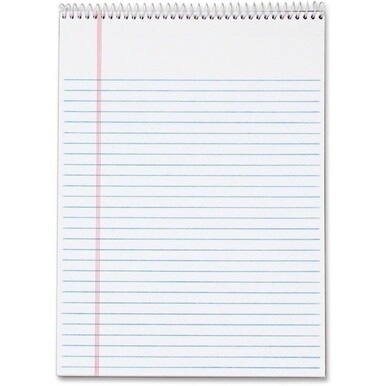 TOPS Docket Wirebound Legal Writing Pads - Letter - 70 Sheets - Wire Bound - 0.34&quot; Ruled - 16 lb Basis Weight - Letter - 8 1/2&quot; x 11&quot; - 11&quot; x 8.5&quot; - White Paper - Perforated, Hard Cover, Stiff-back, S