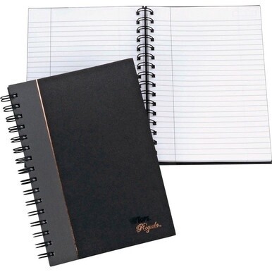 GSA MAS TOPS Sophisticated Business Executive Notebooks - 96 Sheets - Wire Bound - 20 lb Basis Weight - 5 7/8" x 8 1/4" - White Paper - Gray Binding - Black Cover - Hard Cover, Numbered, Ribbon Marker