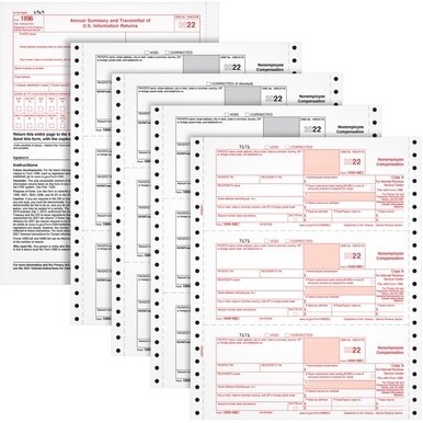 TOPS 4-part 1099-NEC Tax Forms - 4 Part - White - 24 / Pack