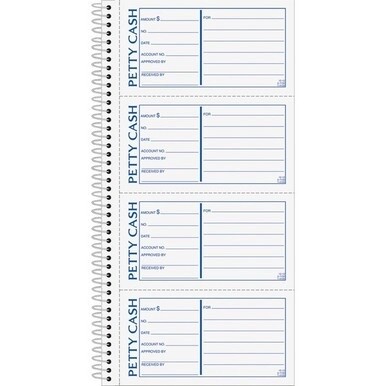GSA MAS TOPS Duplicate Petty Cash Book - Wire Bound - 2 PartCarbonless Copy - 2.75" x 5" Form Size - 5.50" x 11" Sheet Size - White, Yellow - Blue, Red Print Color - 1 Each
