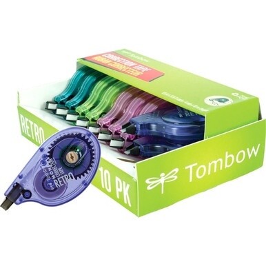 Tombow Mono Correction Tape Retro Applicator Pack - 0.17&quot; Width x 32.83 ft Length - 1 Line(s) - White Tape - Break Resistant, Non-refillable - 10 / Pack - White