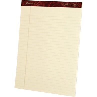 Ampad Gold Fibre Legal Rule Retro Writing Pads - 50 Sheets - Wire Bound - 0.34&quot; Ruled - 20 lb Basis Weight - 8 1/2&quot; x 11 3/4&quot; - Ivory Paper - Micro Perforated, Easy Tear, Chipboard Backing, Heavyweigh