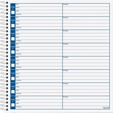 TOPS Spiral Bound Voice Message Log Book - 50 Sheet(s) - 8.25" x 8.50" Sheet Size - White - White Sheet(s) - 1 Each