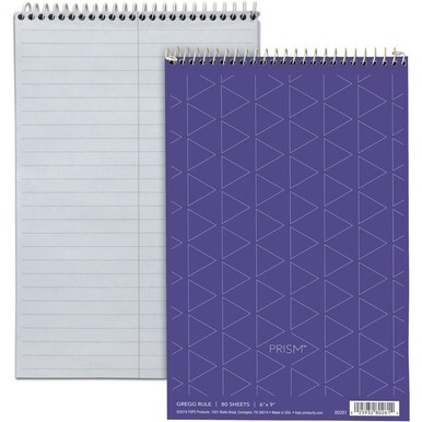 TOPS Prism Steno Books - 80 Sheets - Wire Bound - Gregg Ruled Margin - 6" x 9" - Orchid Paper - Perforated, Stiff-back, WireLock - 4 / Pack