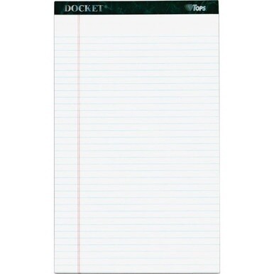 TOPS Docket Letr - Trim Legal Ruled White Legal Pads - Legal - 50 Sheets - Double Stitched - 0.34&quot; Ruled - 16 lb Basis Weight - Legal - 8 1/2&quot; x 14&quot; - White Paper - Marble Green Binding - Perforated, 