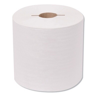 Premium Hand Towel Roll, Notched, 1-Ply, 7.5" x 600 ft, White, 720/Roll, 6 Rolls/Carton