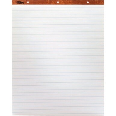 TOPS Horizontal Ruled Easel Pads - 50 Sheets - Stapled/Glued - 15 lb Basis Weight - 27&quot; x 34&quot; - White Paper - Perforated, Punched - 2 / Carton
