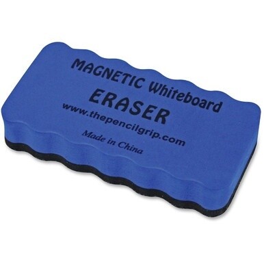 The Pencil Grip Magnetic Whiteboard Eraser Class Pack - 2&quot; Width x 4&quot; Length - Used as Ink Remover, Dirt Remover, Mark Remover - Magnetic, Comfortable Grip, Ergonomic Design - Blue, Black - 24 / Box