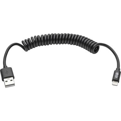 Tripp Lite by Eaton Lightning Connector USB Coiled Cable - 4 ft Lightning/USB Data Transfer Cable for Desktop Computer, iPhone, iPad, iPod, Notebook, Charger - First End: Lightning - Second End: USB T