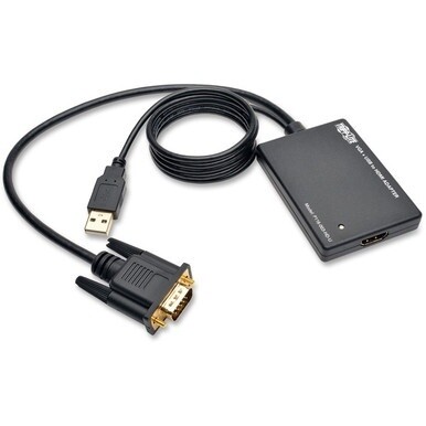 Tripp Lite by Eaton VGA to HDMI Active Adapter Cable with Audio and USB Power (M/F) 1080p 6 in. (15.2 cm) - Functions: Signal Conversion - 1920 x 1080 - VGA - USB - 1 Pack - External