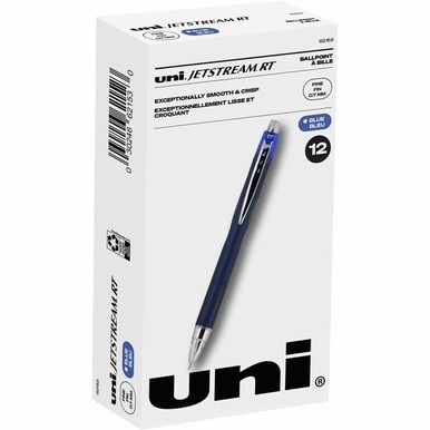 uni&amp;reg; Jetstream RT Ballpoint Pen - Fine Pen Point - 0.7 mm Pen Point Size - Retractable - Blue Pigment-based Ink - 1 Dozen