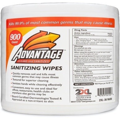 2XL Advantage Sanitizing Wipes - 6" x 8" - White - Alcohol-free - For Health Club - 900 Per Bucket - 1 / Roll