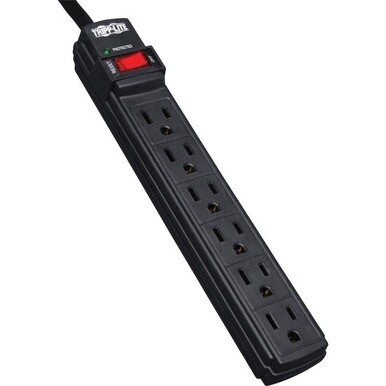 Tripp Lite by Eaton Protect It! 6-Outlet Surge Protector 6 ft. Cord 360 Joules Diagnostic LED Black Housing - 6 x NEMA 5-15R - 1875 VA - 360 J - 125 V AC Input - 125 V AC Output