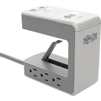 Tripp Lite by Eaton 6-Outlet Surge Protector w/2 USB-A (2.4A Shared) &amp; 1 USB-C (3A) - 8 ft. (2.43 m) Cord, 1080 Joules, Desk Clamp - 6 x NEMA 5-15R, 2 x USB - 1800 VA - 1080 J - 120 V AC Input
